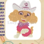 Skye Paw Patrol Dino Movie Cowboy Fill Embroidery Designs - Instant Download