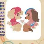 Skye and Liberty Paw Patrol Dino Movie Fill Embroidery Designs - Instant Download