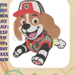 Happy Rubble Flying Paw Patrol Dino Movie Fill Embroidery Designs - Instant Download