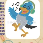 Pierre the Pigeon-Hawk Listening to Music Fill Embroidery Designs - Instant Download