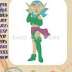 Mystical Legendaries Blue-Haired Elf Character Fill Embroidery Designs - Instant Download