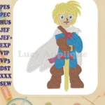 The Legendaries Blonde Knight with Golden Sword Fill Embroidery Designs - Instant Download