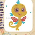 Happy Pout-Pout Fish winged creature fill embroidery designs - Instant Download