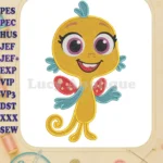 Cheerful Yellow Pout-Pout Fish Character Fill Embroidery Designs - Instant Download