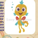 Cheerful Pout-Pout Fish Yellow and Blue Fill Embroidery Designs - Instant Download