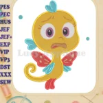 The Pout-Pout Fish Worried Yellow Fill Embroidery Designs - Instant Download
