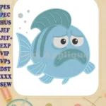 The Pout-Pout Fish Sad Blue Fill Embroidery Designs - Instant Download