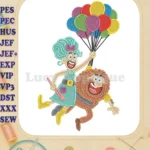The Twits Mr and Mrs Flying with Balloons Fill Embroidery Designs - Instant Download