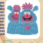 The Twits Muggle-Wumps blue furry smiling fill embroidery designs - Instant Download