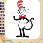 Dr Seuss Waving Cat in the Hat Applique embroidery designs - Instant Download