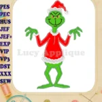 Whimsical Grinch in Santa Suit Christmas Applique embroidery designs - Instant Download