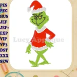 Whimsical Grinch in Santa Suit Christmas Applique embroidery designs - Instant Download