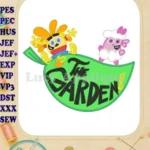 The Garden Cartoon applique embroidery designs featuring sun and sheep - Instant Download