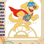 Charlie the Wonderdog Superhero Museum Applique Embroidery Designs - Instant Download