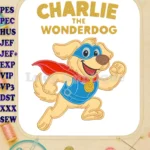 Charlie the Wonderdog Applique superhero running embroidery designs - Instant Download