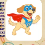 Happy Charlie the Wonderdog Superhero Applique embroidery designs - Instant Download