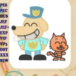 Dog Man and Petey Applique embroidery designs - Instant Download