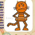 Dog Man Petey Cat Applique Grumpy Orange Striped embroidery designs - Instant Download