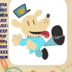 Dog Man Running Applique Embroidery Designs with Police Hat - Instant Download