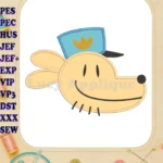Dog Man Applique head with police hat embroidery designs - Instant Download