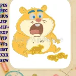 Cute Surprised Hamster Applique Embroidery Designs with Animal Crackers - Instant Download