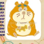 Worried Animal Crackers Hamster Applique Embroidery Designs - Instant Download