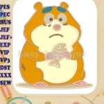Sad Animal Crackers Hamster with Fish Cracker Applique Embroidery Designs - Instant Download