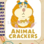 Chubby Animal Crackers Hamster Holding Golden Hippopotamus Applique Embroidery Designs - Instant Download