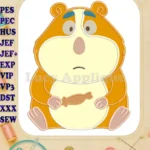 Cute Animal Crackers Hamster Applique embroidery designs holding a bone treat - Instant Download