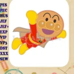 Anpanman Chapon's Hero Flying Applique Embroidery Designs for Kids - Instant Download