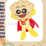 Anpanman Chapon's Hero Applique flying happy cartoon embroidery designs - Instant Download