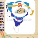 Anpanman Chapon's Hero Applique embroidery designs with red R mask - Instant Download