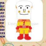 Anpanman Chapon's Hero Shokupanman Applique Embroidery Designs - Instant Download