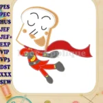 Anpanman Chapon's Hero Flying Toast Applique Embroidery Designs - Instant Download