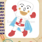 Anpanman Chapon's Hero Shokupanman flying applique embroidery designs - Instant Download
