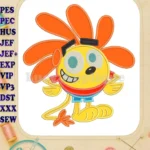 Cheerful yellow garden cartoon movie character applique embroidery designs - Instant Download