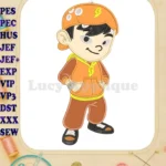 BoBoiBoy orange lightning bolt hero applique embroidery designs - Instant Download