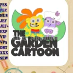 Garden Cartoon Movie Yellow Bear Purple Sheep Applique embroidery designs - Instant Download