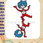Dr Seuss Thing 1 and Thing 2 stacking applique embroidery designs - Instant Download