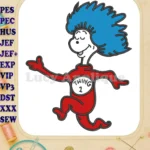 Dr Seuss Thing 1 Applique embroidery designs playful running character - Instant Download