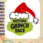 Dr Seuss Grinch Resting Grinch Face Applique embroidery designs - Instant Download