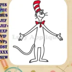 Dr Seuss Cat in the Hat Applique embroidery designs - Instant Download