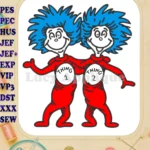 Dr Seuss Thing 1 and Thing 2 Applique embroidery designs - Instant Download