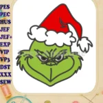 Dr Seuss Grinch Christmas Santa Hat Applique embroidery designs - Instant Download