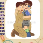 Elio Bruised Child Comforting Hug Applique Embroidery Designs - Instant Download