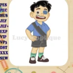 Smiling Elio Boy Scout Applique Embroidery Designs for Kids - Instant Download