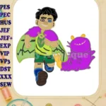 Elio and Purple Monster Applique Embroidery Designs - Instant Download