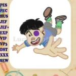 Elio character applique embroidery designs with purple eye mark - Instant Download