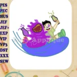 Elio and his purple alien monster sledding adventure applique embroidery designs - Instant Download