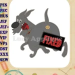 Angry Fixed Grey Cartoon Dog Applique Embroidery Designs - Instant Download